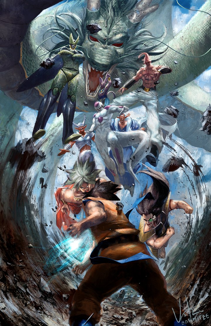719x1111 Dragon Ball Z By Bosmitze - Dragon Ball Super Painting