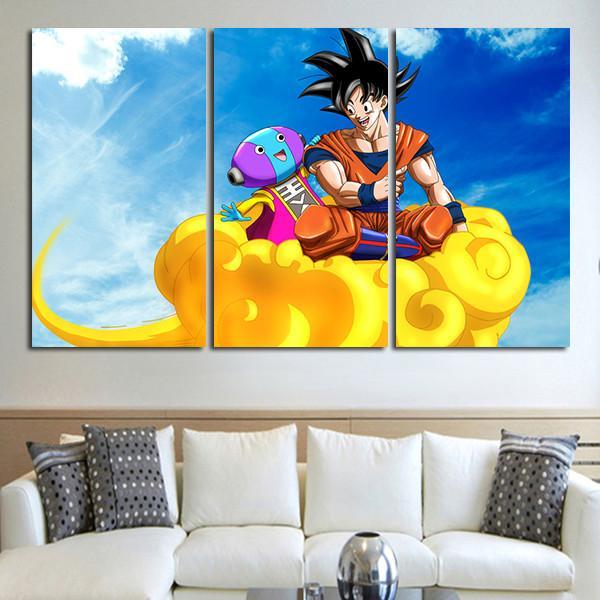 600x600 3 Panel Dragon Ball Super Goku And Zero Wall Art Canvas Aio Tee - Dragon Ball Super Painting