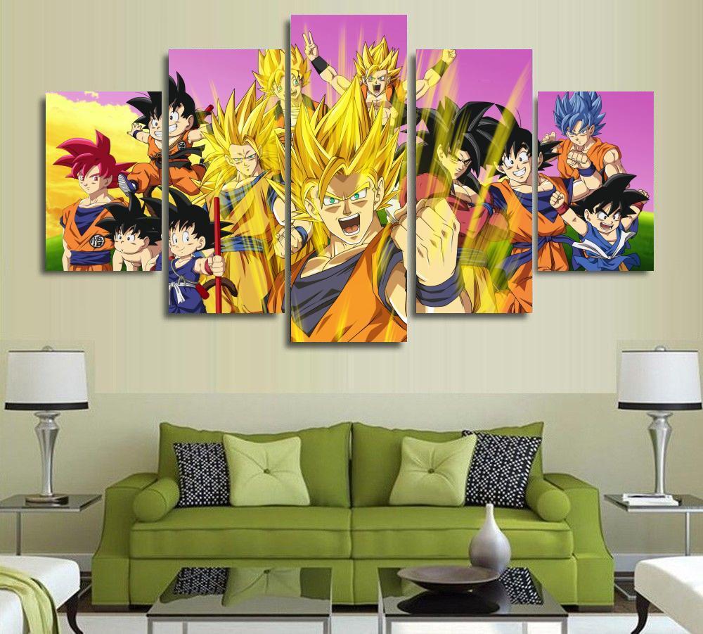 1000x901 5 Panels Wall Art Dragon Ball Z Goku Super Saiyan Paintings Art - Dragon Ball Super Painting