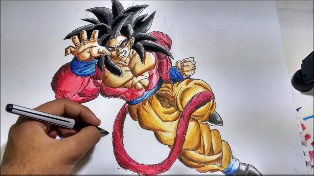 640x360 Dragon Ball Drawing Goku Super Saiyan 4[Speed Painting] Youtube - Dragon Ball Z Goku Painting