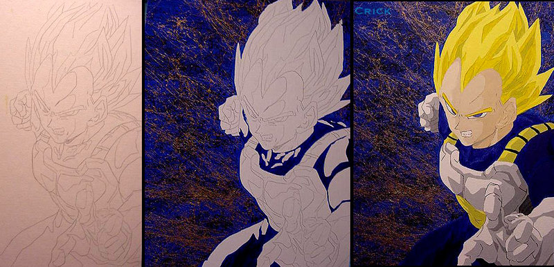 800x386 Dragon Ball Z Vegeta Fan Art By Enchantedgal - Dragon Ball Z Painting