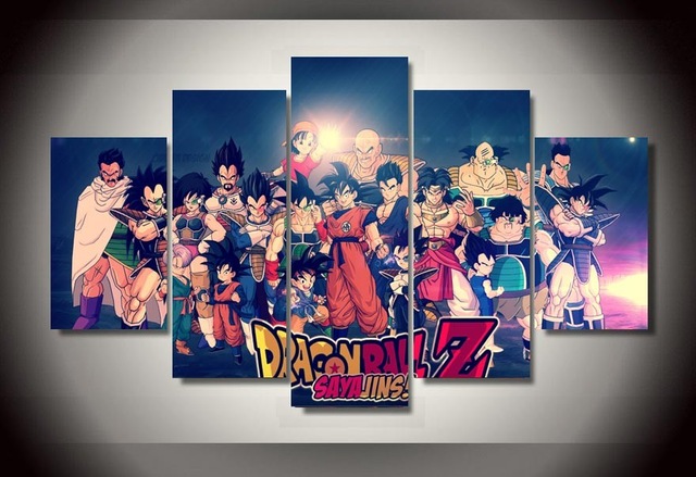 640x439 5 Piece Animated Cartoon Game Dragon Ball Z Painting Canvas Wall - Dragon Ball Z Painting