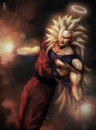 320x432 Saiyan 3, The Almost Resurrected Dragon Ball Z Fan Art Digital - Dragon Ball Z Painting