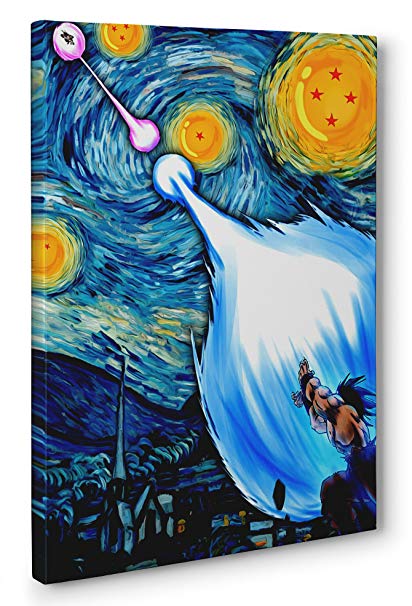 412x606 Dragon Ball Z Starry Night Framed Canvas Print Poster - Dragon Ball Z Painting