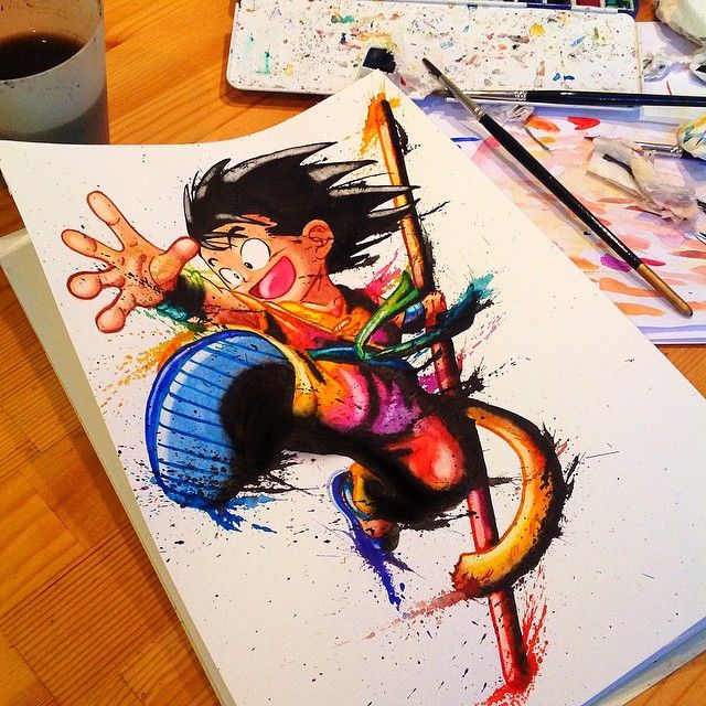 640x640 Goku Aquarela Lt3 Dragon Ball, Dragons And Dbz - Dragon Ball Z Painting Games
