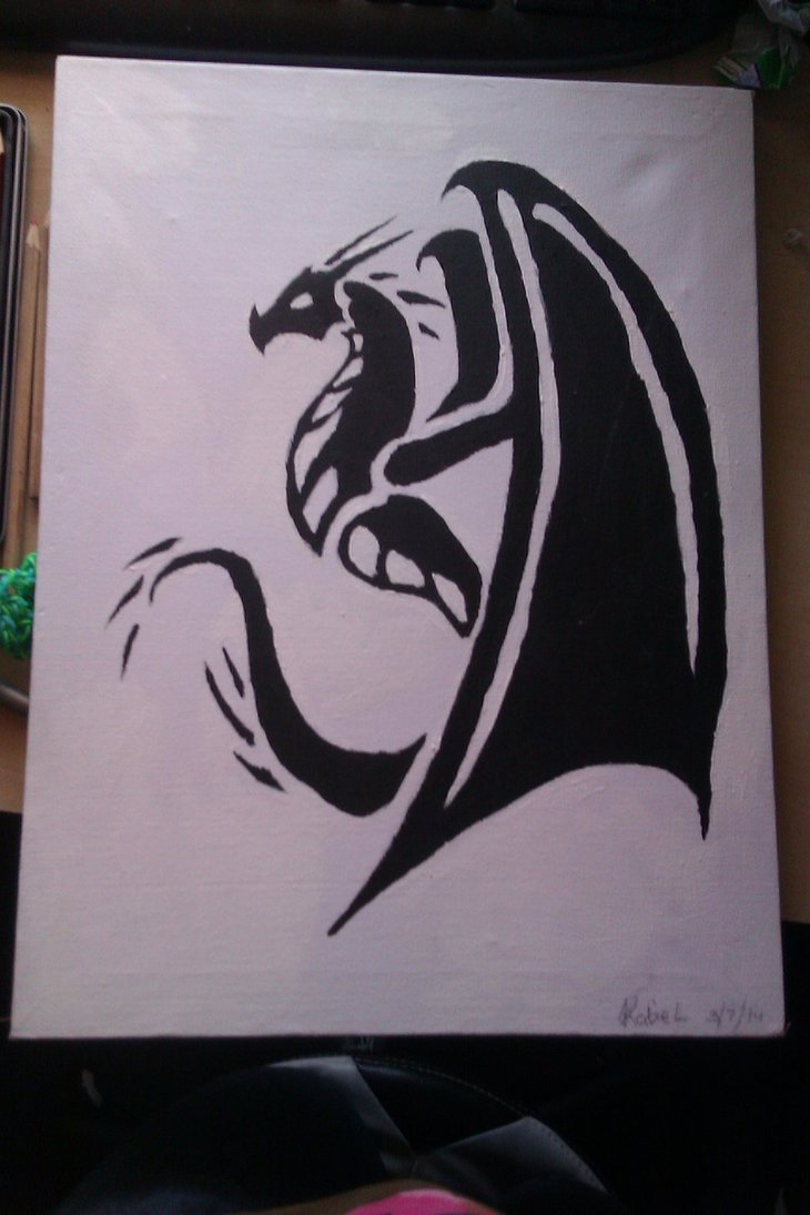 730x1095 Tribal Dragon Canvas Painting By Mindfreak80 - Dragon Canvas Painting