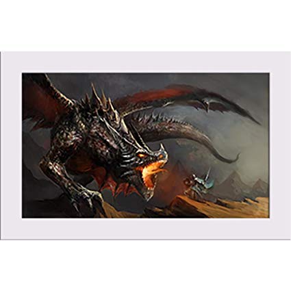 425x425 Az Knight Fighting Dragon Canvas Painting White Frame 12.2 X 8inch - Dragon Canvas Painting