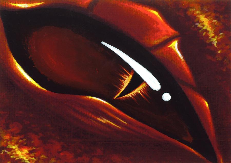 900x637 Eye Of Flame 2 Painting By Elaina Wagner - Dragon Eye Painting