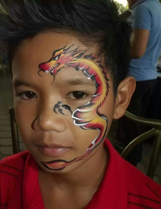 555x720 Dragon Face Painting Animals Face Paint Dragon - Dragon Face Painting