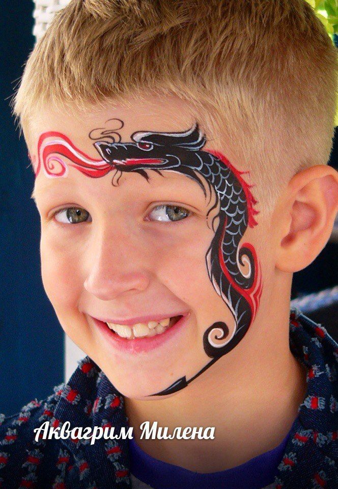664x960 Cool Tribal Dragon Face Paint Face Painting Dragon - Dragon Face Painting