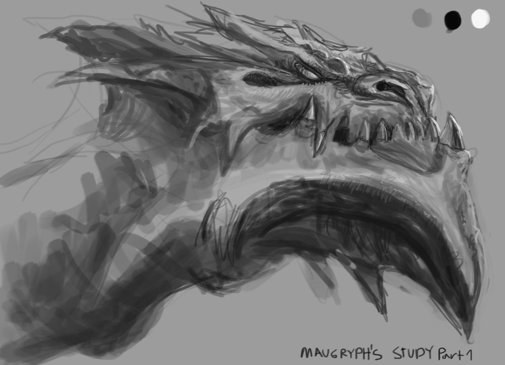 1000x723 Daily Painting No.41 Copy Of Fierce Dragon Rider The Dragon'S - Dragon Head Painting