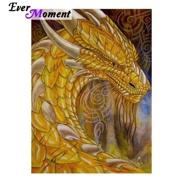 640x640 Diamond Painting Dragon Pictures Yellow Dragon Head Diamond - Dragon Head Painting