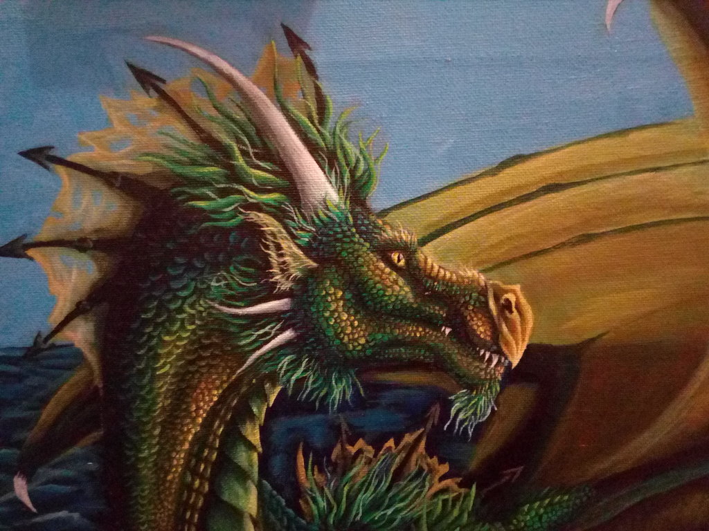 1024x768 Sea Dragon (Head) By Dianadragon - Dragon Head Painting