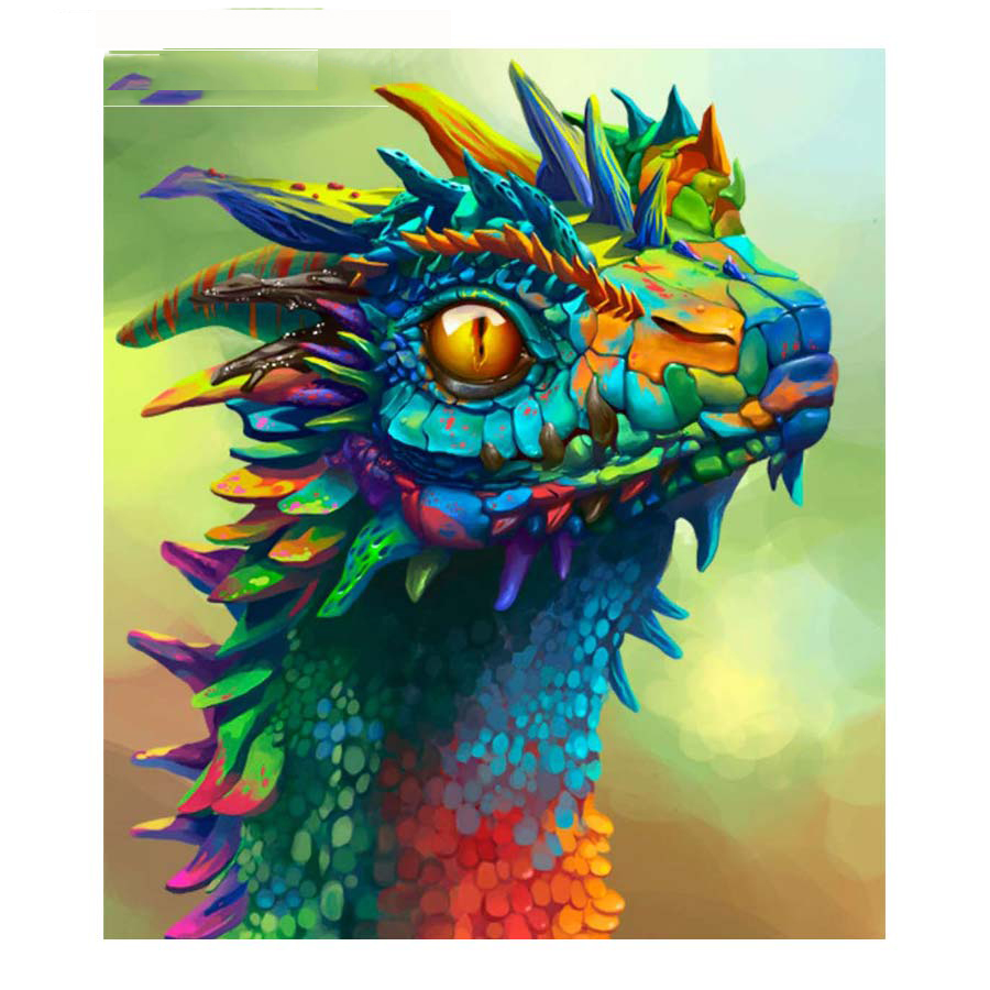 900x900 Color Dragon Head Diamond Painting Diy 5d Full Diamond Embroidery - Dragon Head Painting