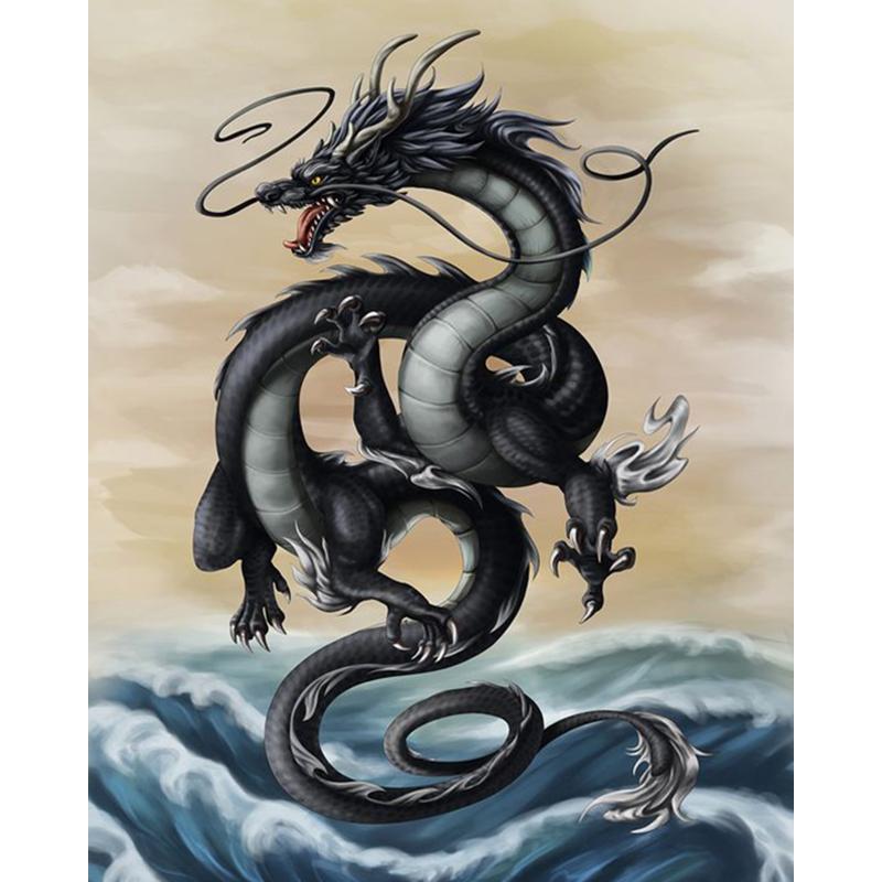 800x800 2018 Black Dragon 100% Full Drill Diy Diamond Painting 5d Diamond - Dragon Painting