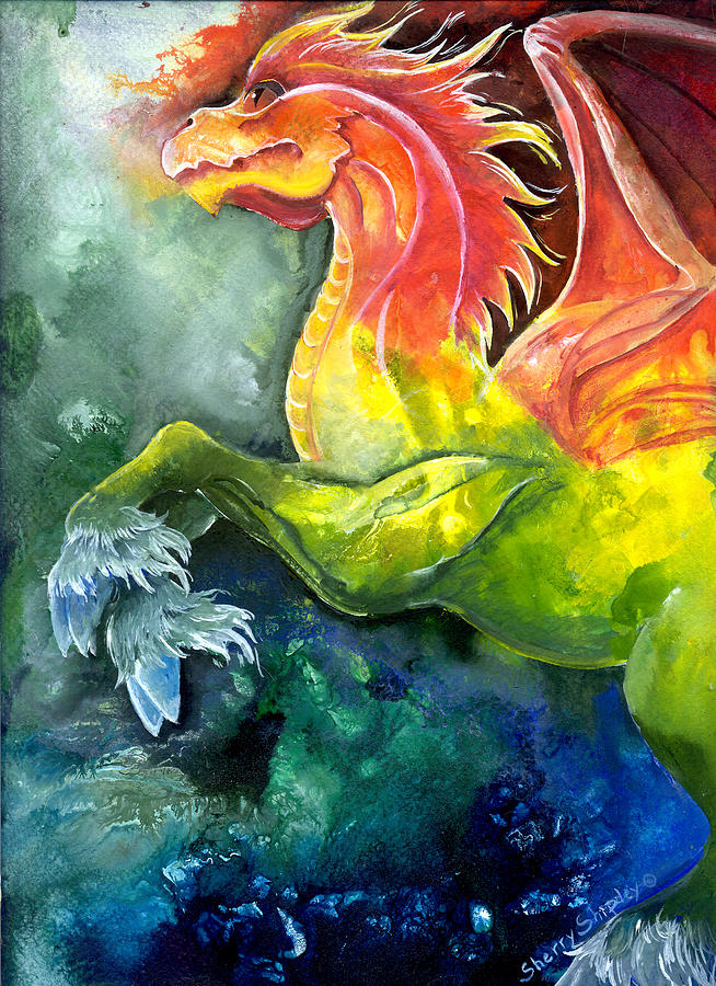 654x900 Dragon Horse Painting By Sherry Shipley - Dragon Painting Acrylic