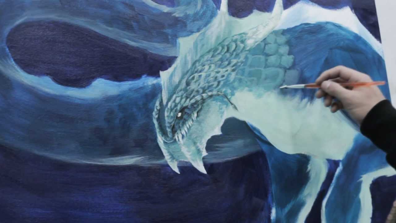 1280x720 Acrylic Sea Dragon Speed Painting - Dragon Painting Acrylic