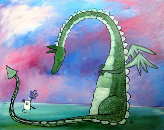 570x454 Dragon Painting Best Friends Cute Fantastic Beast By Andralynn - Dragon Painting For Kids
