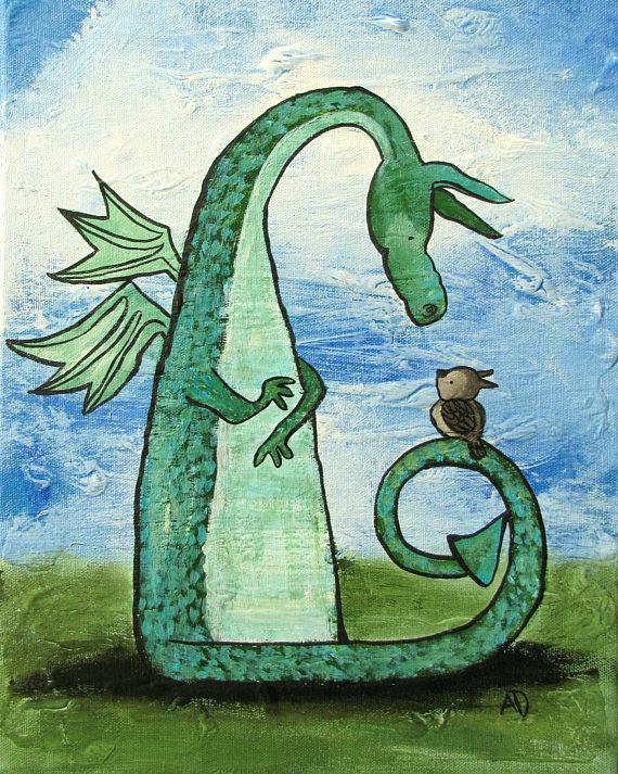 570x713 Dragon Painting For Kids Dragon Nursery Art 8 X Print Fairy Tale - Dragon Painting For Kids
