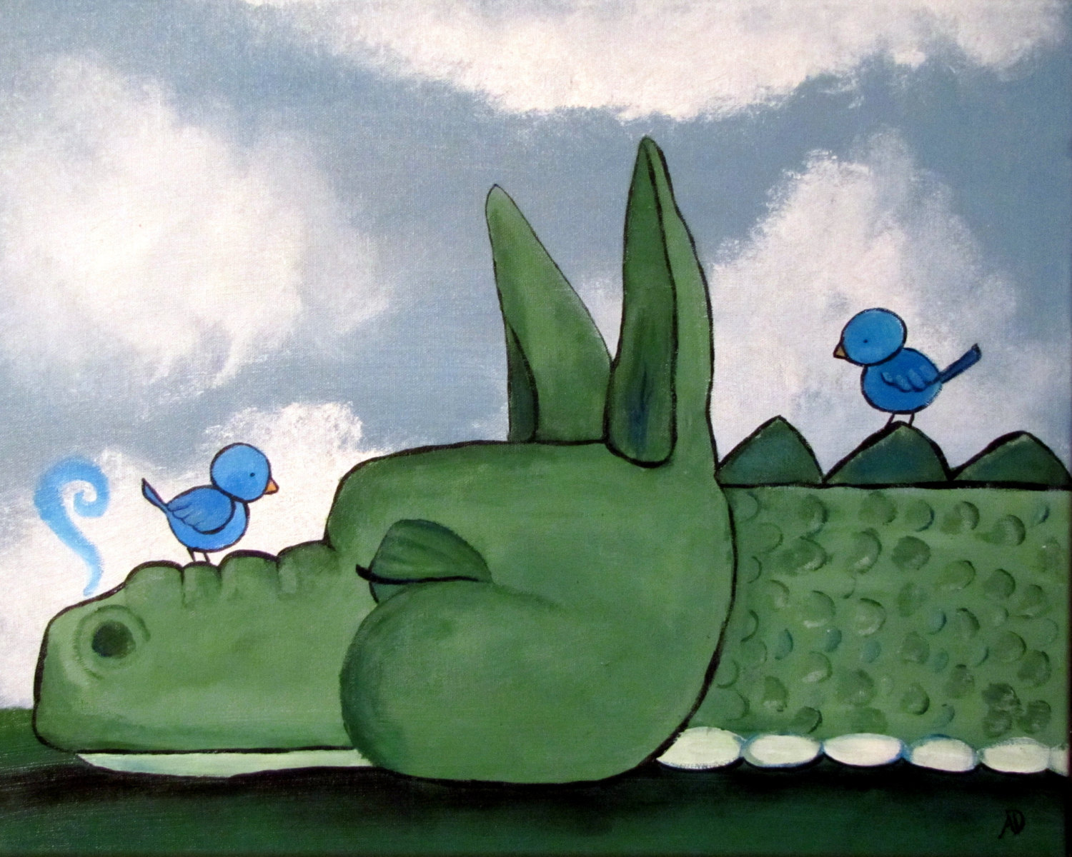 1500x1200 8x10 Sleeping Dragon Art Print Fairy Tale Kids Wall Art - Dragon Painting For Kids