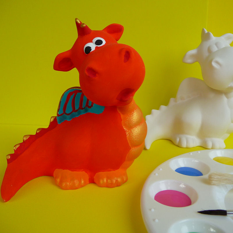 801x799 Children's Pottery Painting Dragon - Dragon Painting For Kids