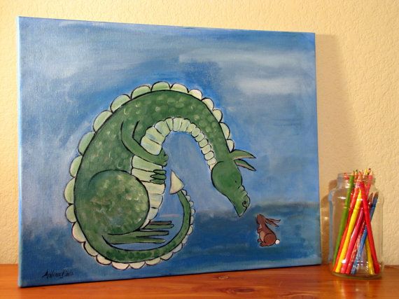 570x427 Children Dragon Painting Kids Art By Andrea Doss 20 X By Andralynn - Dragon Painting For Kids