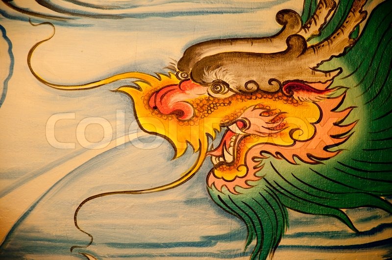 800x531 Chinese Dragon Painting On Wall In Chinese Temple Stock Photo - Dragon Painting Images