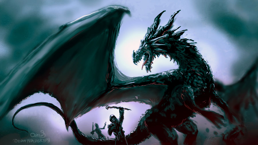 900x506 Daily Painting No.95 Dragon Attacking Mage Maugryph - Dragon Painting Images