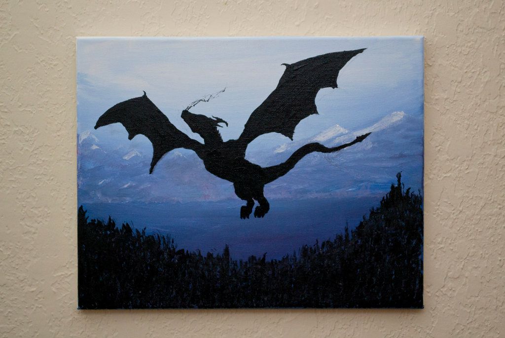 1024x685 More Like Fairy Silhouette By Dani Merchant Painting - Dragon Painting On Canvas