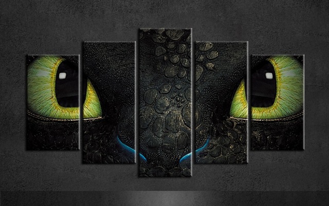 640x402 How To Train Your Dragon Wall Painting Canvas Art Toothless Poster - Dragon Painting On Canvas