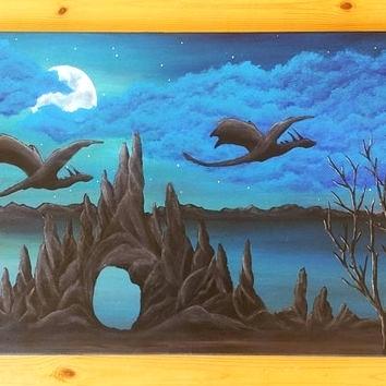 354x354 Big Canvas Painting Ideas Dragon Painting On Canvas Large Fantasy - Dragon Painting On Canvas