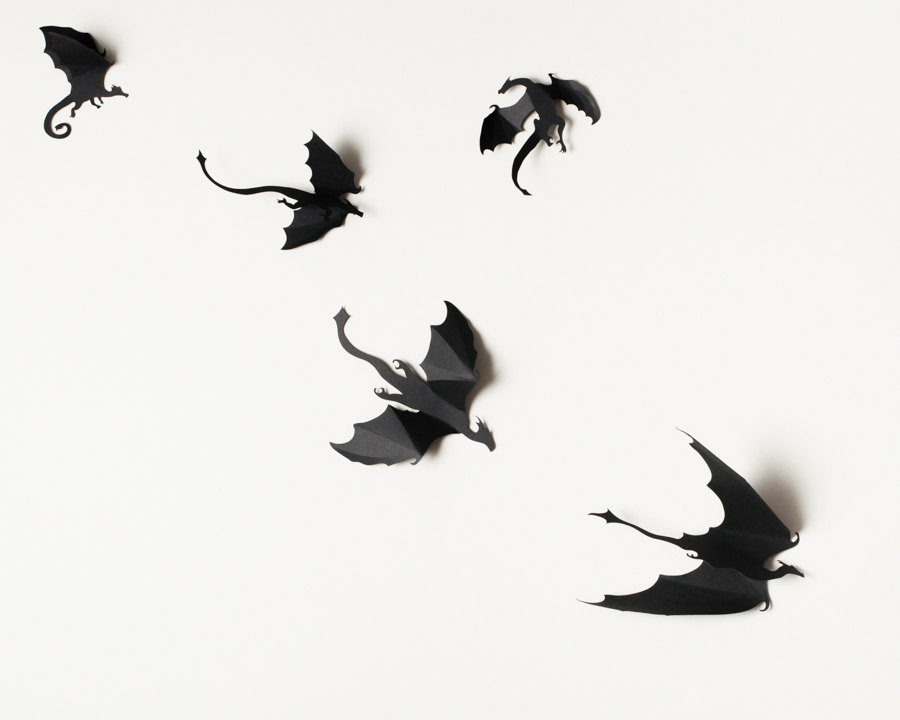 900x720 Game Of Thrones Gift Dragon Wall Art Dragon Silhouettes - Dragon Silhouette Painting