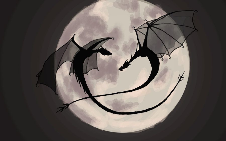 900x563 Moon Dragon Silhouette By - Dragon Silhouette Painting