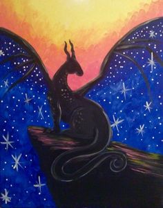 Dragon Silhouette Painting at PaintingValley.com | Explore collection ...