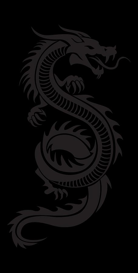 454x900 Chinese Dragon Silhouette Painting By Vadim Pavlov - Dragon Silhouette Painting
