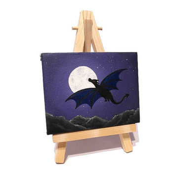 354x354 Cute Robot Miniature Art - Dragon Silhouette Painting