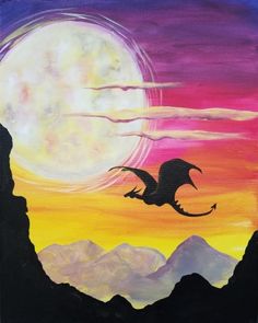 236x295 More Like Fairy Silhouette By Dani Merchant Painting - Dragon Silhouette Painting