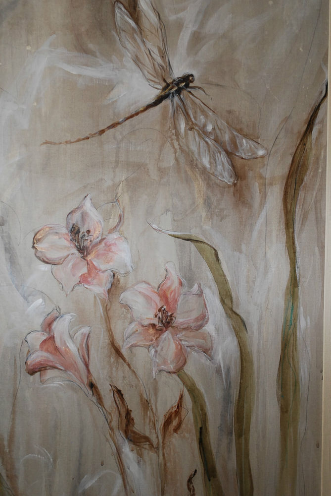 669x1000 Francois Fressinier Original Oil Painting Dragonfly Nature - Dragonfly Oil Painting