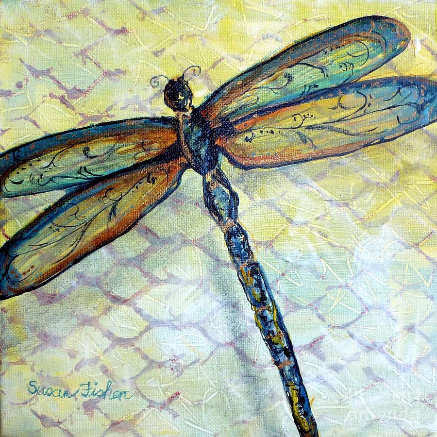 900x900 Dragonfly Dancer Painting By Susan Fisher - Dragonfly Painting