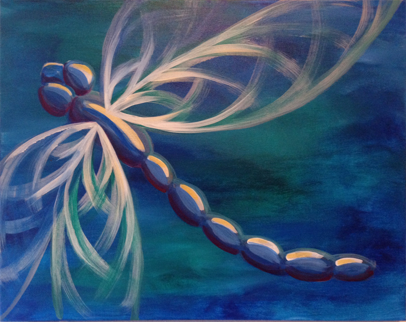 800x636 Private Party Moonlit Dragonfly - Dragonfly Painting