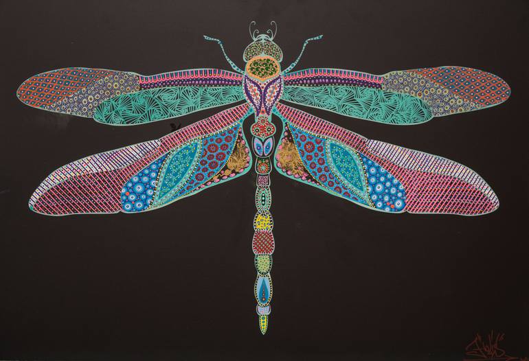 770x526 Saatchi Art Dragonfly Painting By Viesturs Holenders - Dragonfly Painting