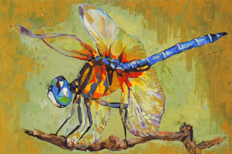 770x510 Saatchi Art Green Dragonfly Painting By Daria Bagrintseva - Dragonfly Painting