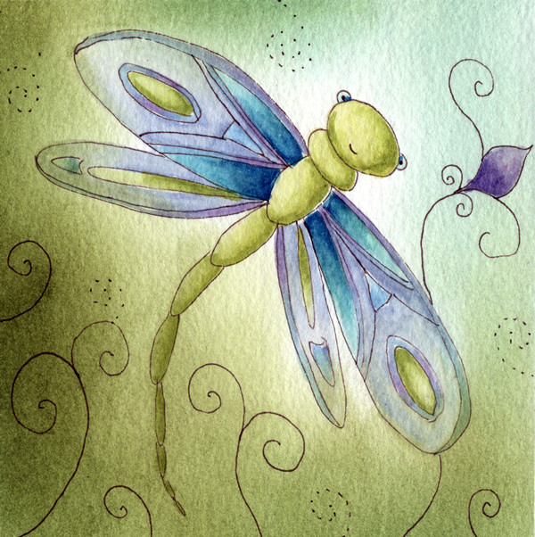 600x602 Florina Watercolor Painting Dragonfly By Dragonflywatercolors - Dragonfly Painting