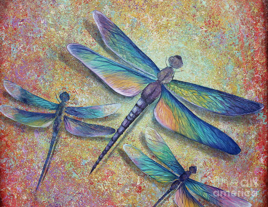 900x695 Dragonflies Painting By Gabriela Valencia - Dragonfly Painting