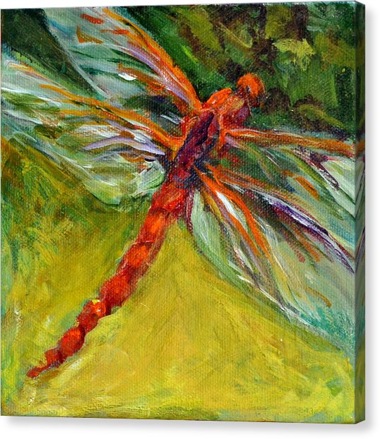 538x622 Dragonfly In Amber Painting By Nanci Cook - Dragonfly Painting Canvas