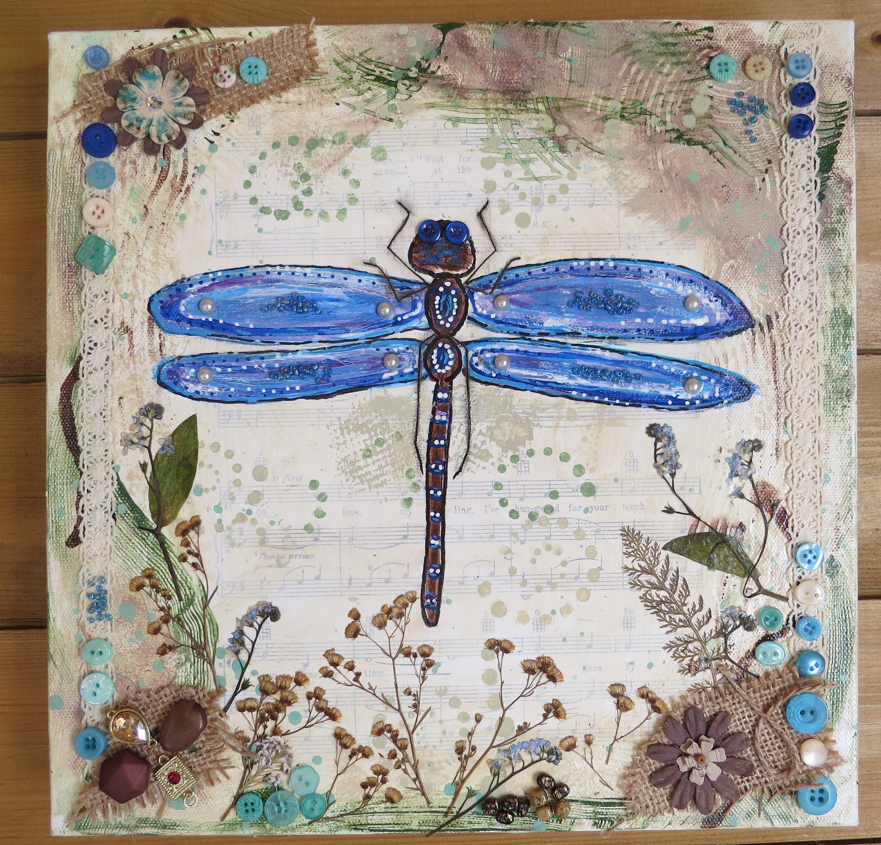 2966x2846 Dragonfly Mixed Media Canvas Kristah Price - Dragonfly Painting Canvas