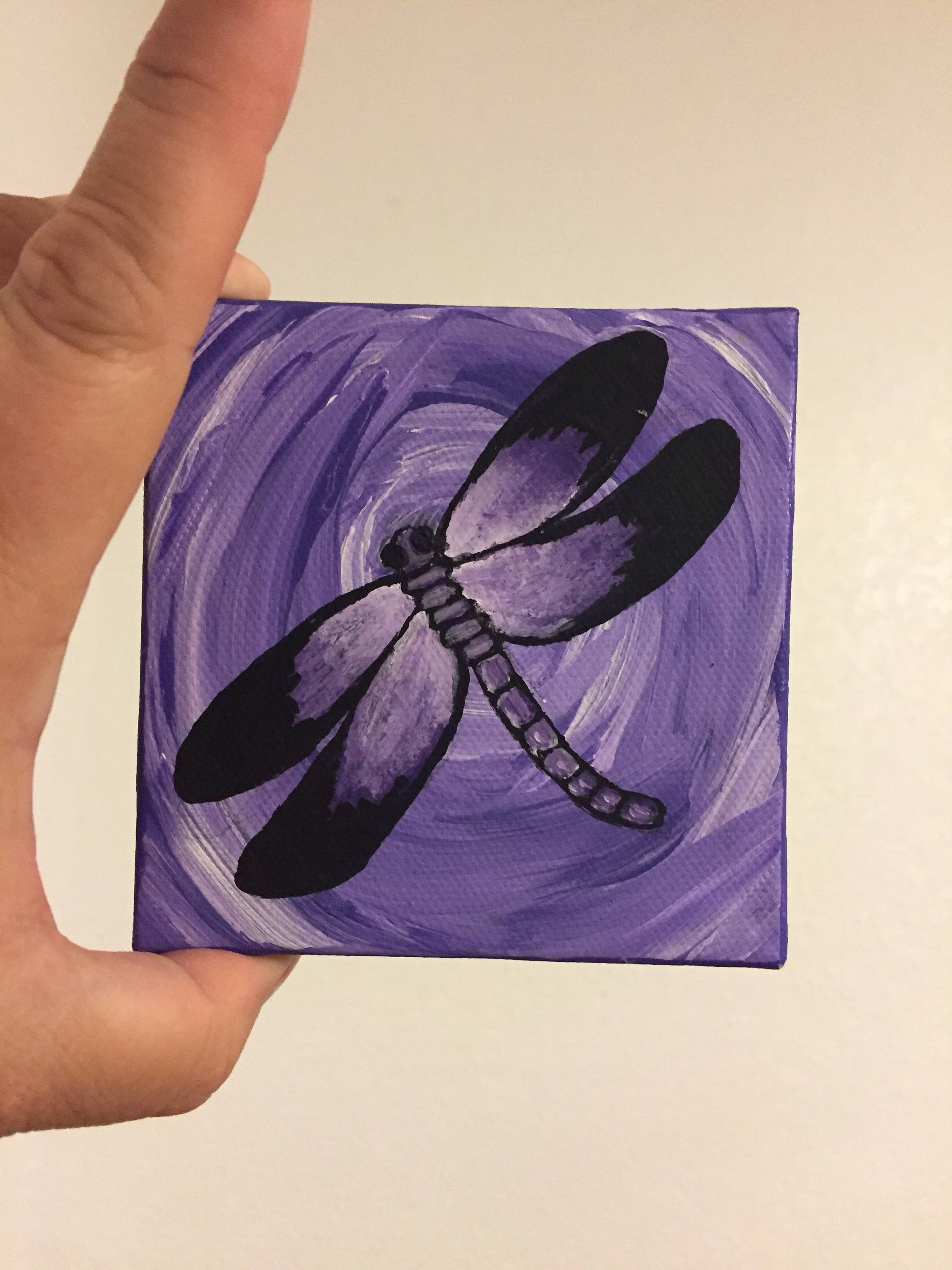 2250x3000 Mini Painting, Mini Canvas Art, Purple Dragonfly Painting - Dragonfly Painting Canvas