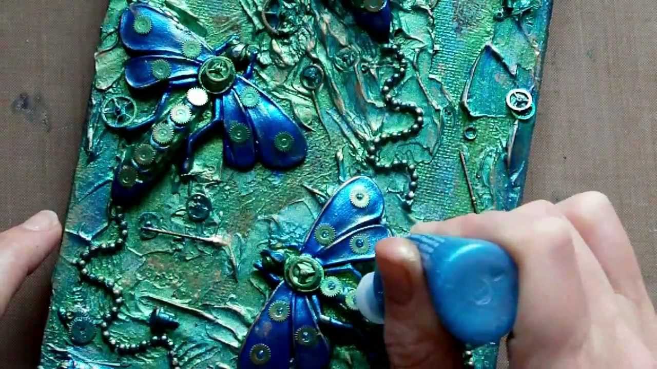 1280x720 Mixed Media Art Canvas - Dragonfly Painting Canvas