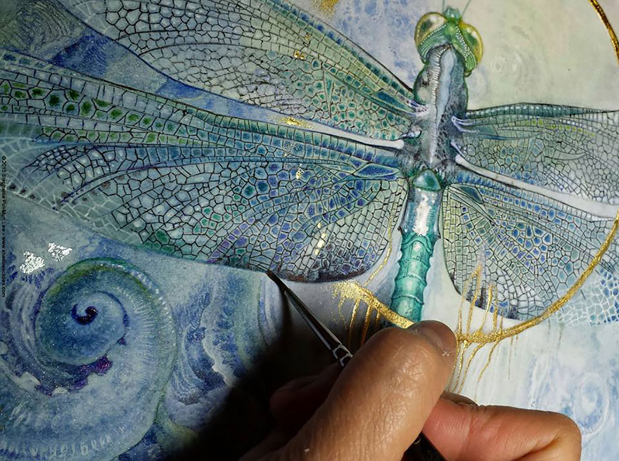 880x656 Fairytale Like Watercolor Paintings Of Plants And Animals By - Dragonfly Painting Watercolor