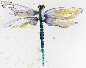 340x270 Original Watercolor Dragonfly Painting By Maryartstudio On Etsy - Dragonfly Painting Watercolor